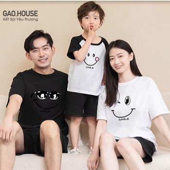 Đồng phục gia đình phối màu đen - trắng