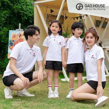 Áo gia đình có cổ màu trắng Dading GF1890068