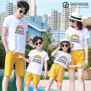 Áo gia đình đi biển in hình cầu vồng Gạo House GF1870063