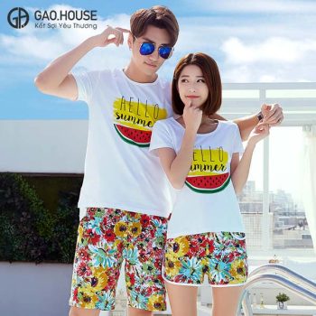 Áo gia đình đi biển Hello summer quả dưa hấu GF1910059