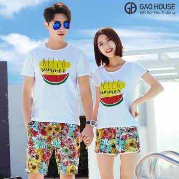 Áo gia đình đi biển Hello summer quả dưa hấu GF1910059