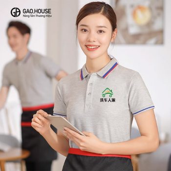 Mẫu áo đồng phục nhà hàng đẹp màu xám GUN1980084