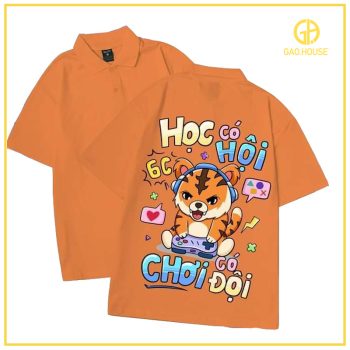 Áo lớp polo màu cam đất in hình mãnh hổ GUL1890156