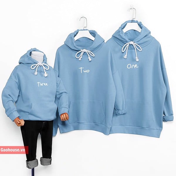 Đồng phục hoodie màu xanh thiên thanh trẻ trung