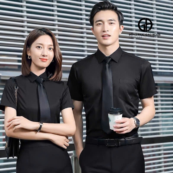 Đồng phục sơ mi màu đen ngắn tay GUC1980167