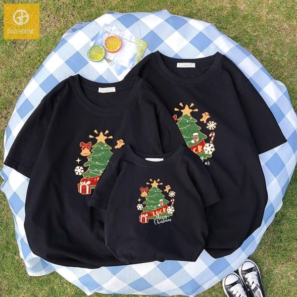 Áo thun đồng phục gia đình in hinh cây thông Noel GF1824128