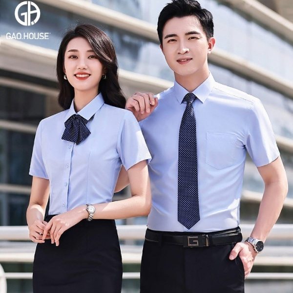 Đồng phục sơ mi công ty màu xanh thiên thanh GUC1980169