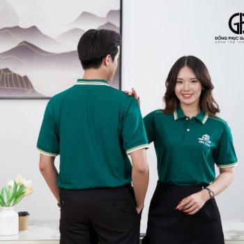 Đồng phục công ty HM Edu màu xanh ve chai sang trọng