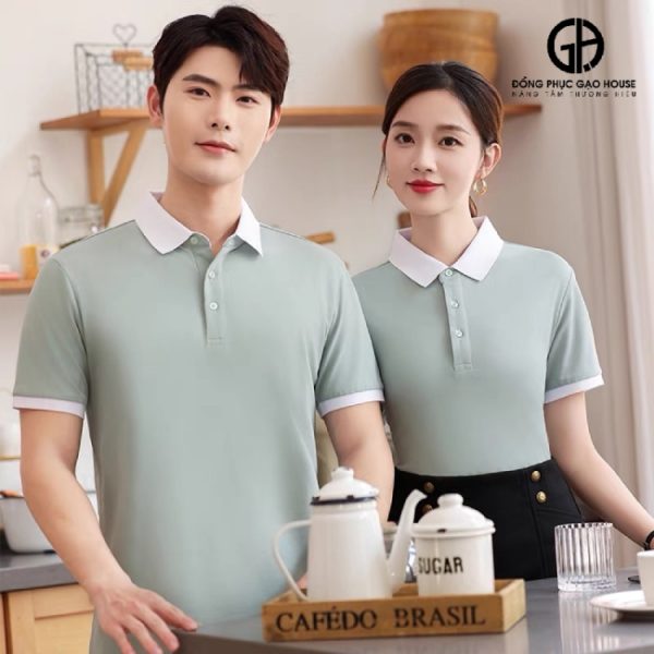 Áo phông đồng phục màu xanh vỏ đậu cao cấp