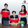 Áo đồng phục công ty cổ bo phối màu thời thượng