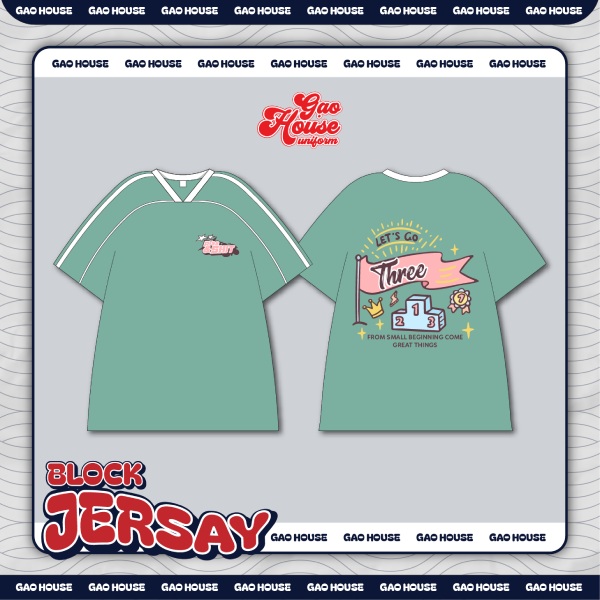 Áo lớp tone xanh in hình bắt mắt