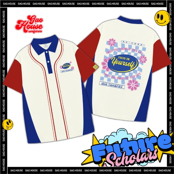 Áo lớp tone trắng phối đỏ, xanh trẻ trung