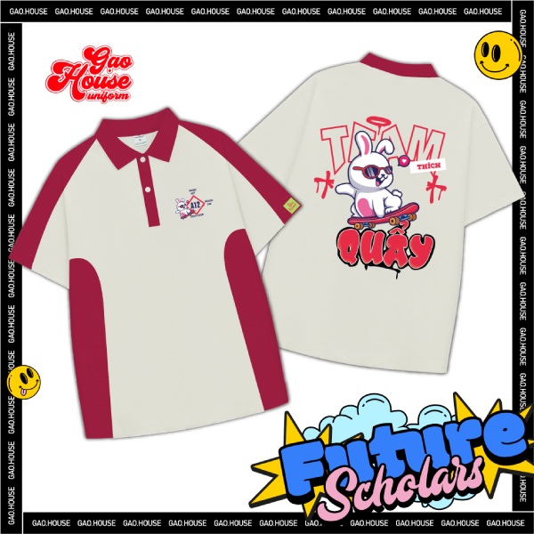 Áo lớp polo tone trắng in hình cool ngầu