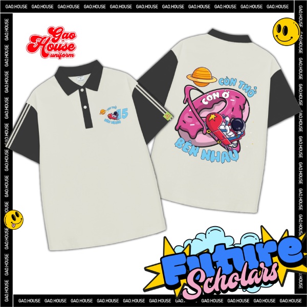 Áo lớp tone trắng phối cổ trụ xanh nổi bật