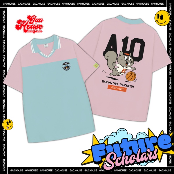 Áo đồng phục lớp A10 cổ bẻ in hình cực chất