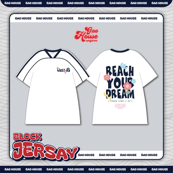 Áo đồng phục lớp màu trắng cổ V in chữ nổi bật