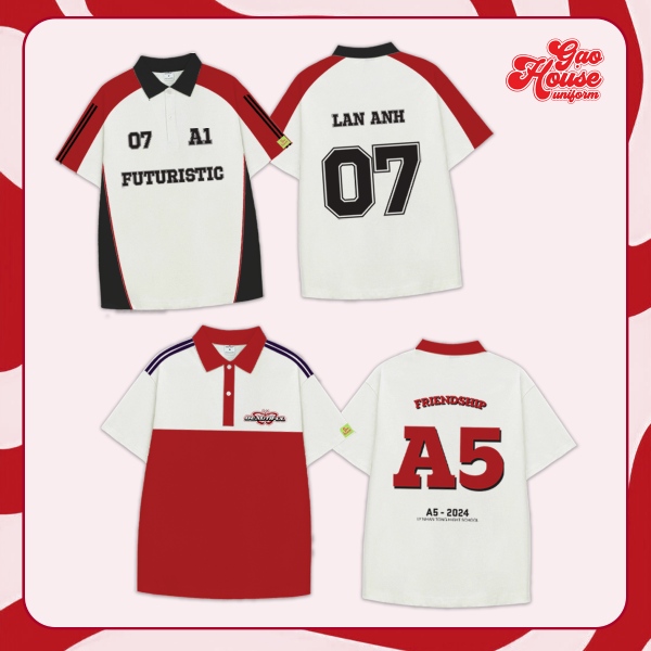 Áo lớp polo tone trắng phối màu bắt mắt