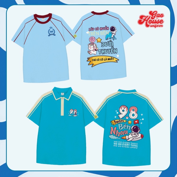 Đồng phục lớp màu xanh in hình độc đáo