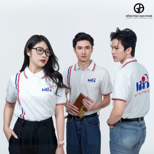 Đồng phục công ty Biti's' màu trắng kẻ sọc đỏ