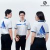 Áo thun công ty Dealta màu trắng phối cổ Đức sang trọng