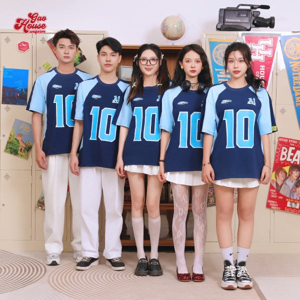 áo thun đồng phục lớp màu xanh nổi bật