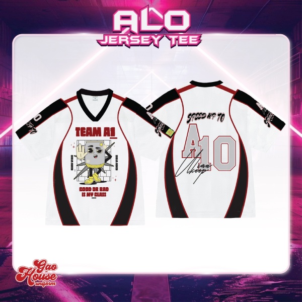 Áo Đồng Phục Lớp 3D Cổ V Màu Trắng Phối Đen Nổi Bật