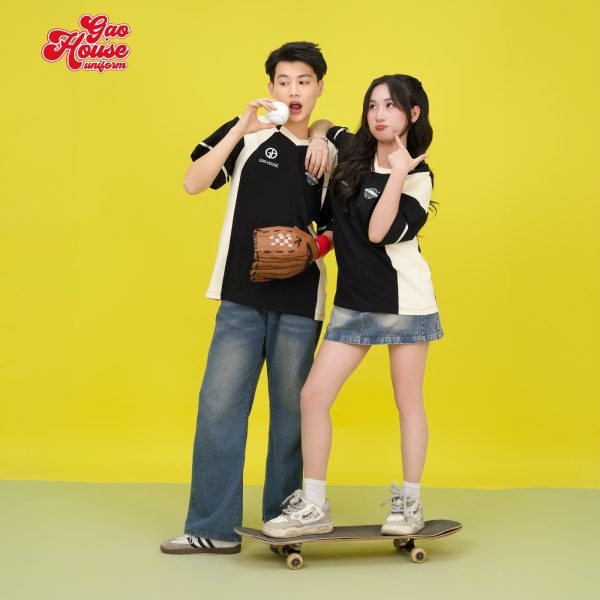 áo đồng phục lớp đen phối sườn trắng