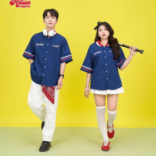 áo đồng phục lớp sơ mi xanh than