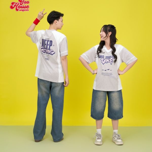 áo đồng phục lớp trắng phối xám