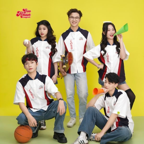 áo đồng phục sơ mi lớp phối tím