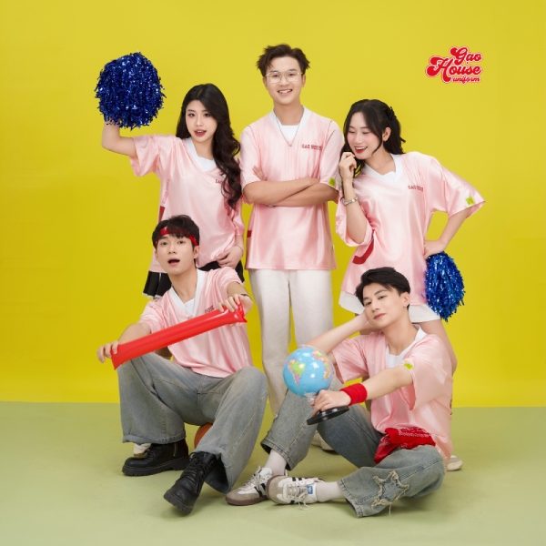 áo lớp vải mè bóng màu hồng đẹp