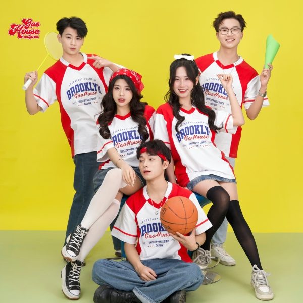 may áo đồng phục lớp phối cổ V giá rẻ