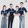 Áo Đồng Phục Polo Công Ty Xanh Line Sườn Trắng Trẻ Trung