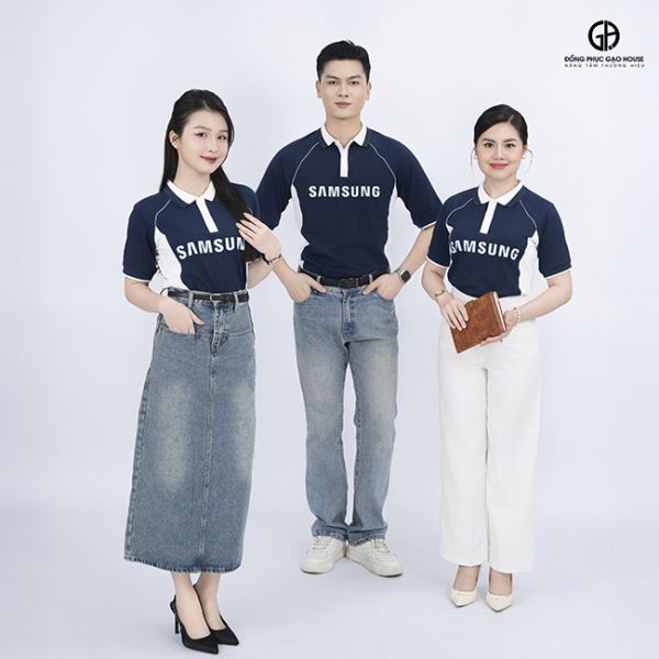 áo đồng phục công ty màu xanh nổi bật