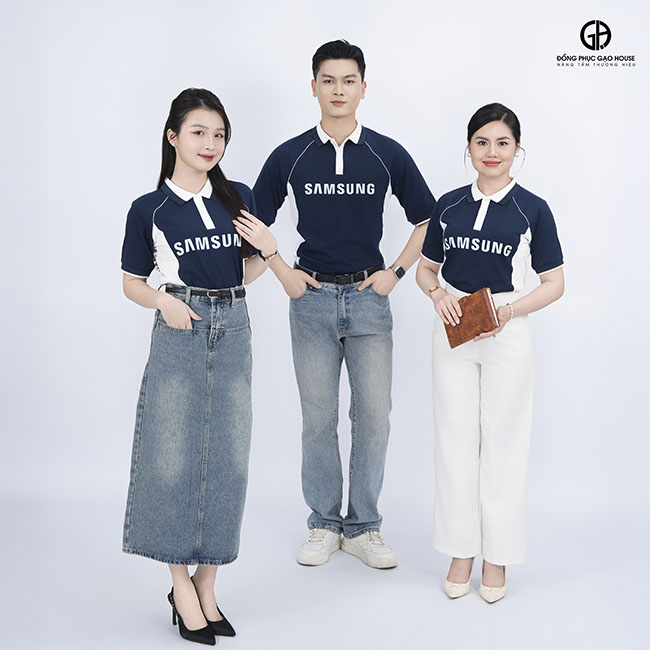 áo đồng phục công ty màu xanh nổi bật