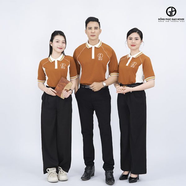 áo đồng phục nhà hàng màu nâu