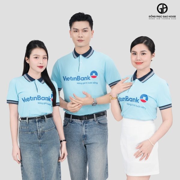 Áo Đồng Phục Ngân Hàng Vietinbank Polo Bo Viền Xanh