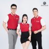 Áo Đồng Phục Công Ty LG Màu Đỏ Đan Xen Sắc Trắng