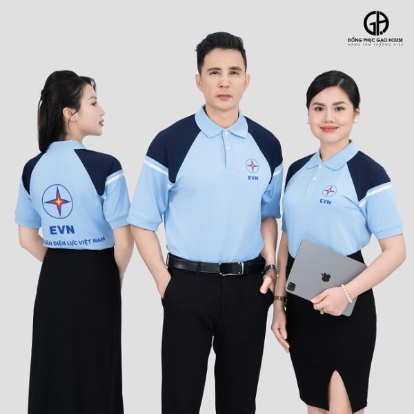 Áo Đồng Phục Công Ty EVN Phối Cầu Vai Xanh Đen