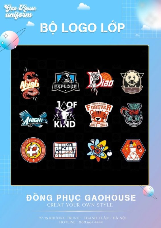 bộ logo áo lớp đẹp, chất