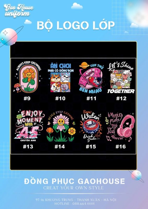 bộ logo áo lớp đẹp, chất