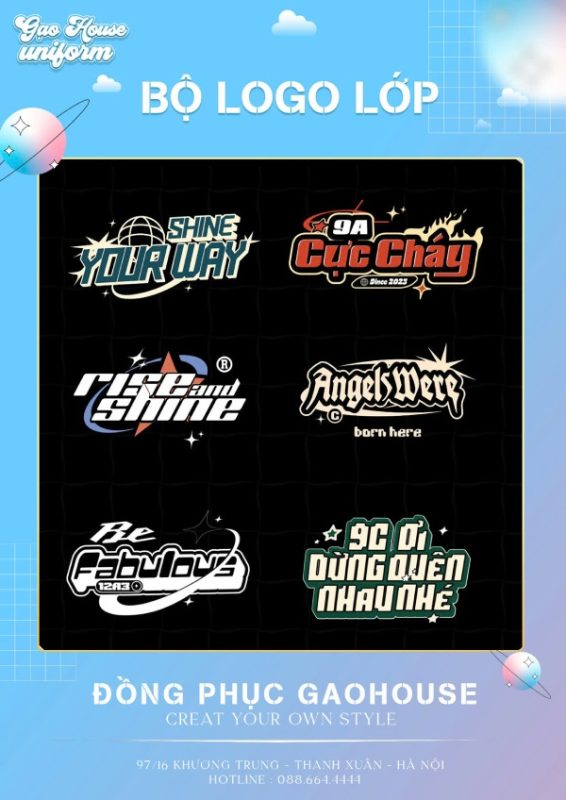 bộ logo áo lớp đẹp, chất