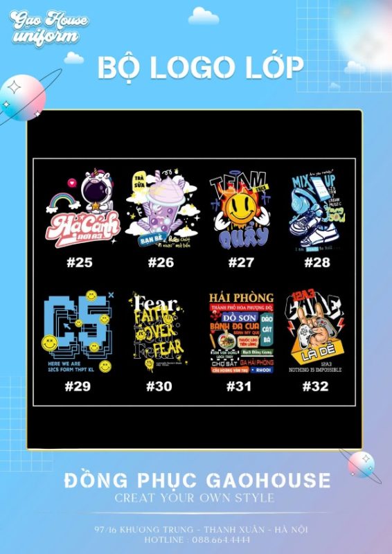 bộ logo áo lớp đẹp, chất