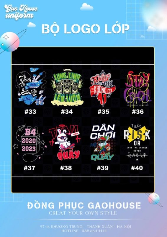 bộ logo áo lớp đẹp, chất