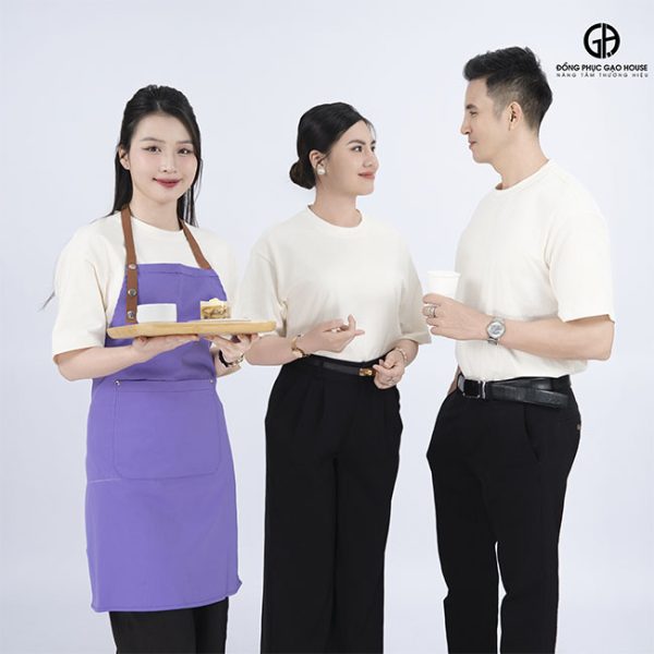 đồng phục nhà hàng ăn uống cổ tròn