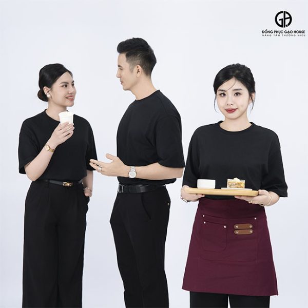 đồng phục nhân viên phục vụ cổ tròn