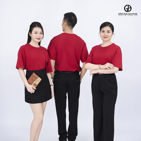 Đồng Phục Công Ty Màu Đỏ Trơn Basic, Năng Động