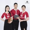Đồng Phục Ngân Hàng Techcombank Đỏ Line Sườn Trắng