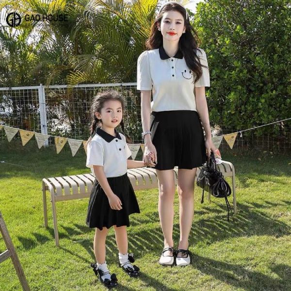Áo đồng phục gia đình cổ bẻ