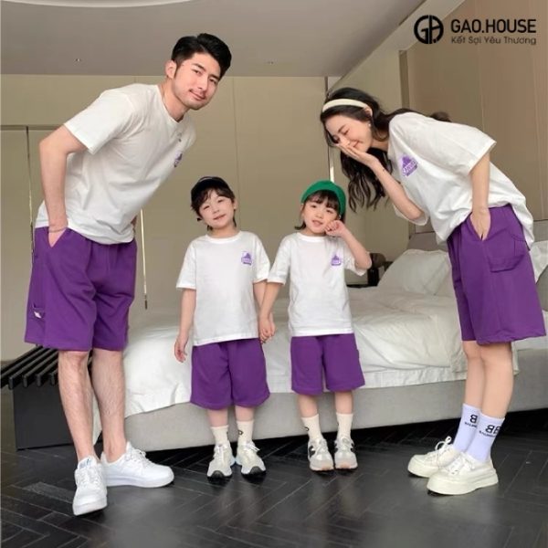 Mẫu áo phông đồng phục gia đình màu kem đẹp